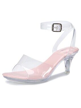 Clear Strappy Platform Heeled Sandals Stiletto Open Toe Ankle Strap Buckle